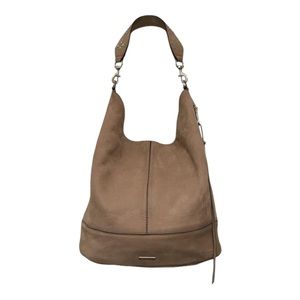 Rebecca Minkoff Bucket Studded Suede/Nubuck Beige Silver Leather Shoulder Bag